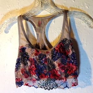 Pink, lacey, sports bra like bra.